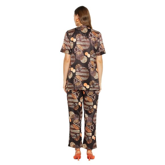 Gypsie Blu Women Satin Pajama Set 2 Piece Short Sleeve Soft & Silk Button Down - Picture 6 of 7